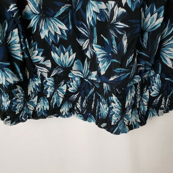 ALFANI NEW Women's Smocked Ruffle-sleeve Mesh L - Picture 4 of 7